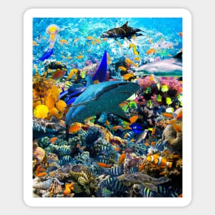 Ocean Dolphin Shark Turtle Coral Sea Fish Orca Whale Reef Sticker